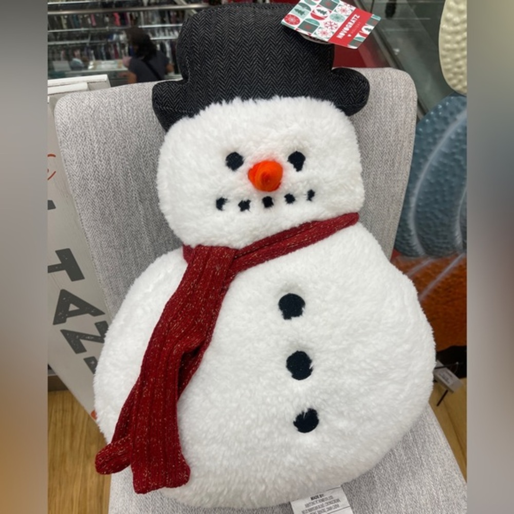 Novogratz Holiday Snowman ⛄️ Sherpa Pillow Christmas NWT